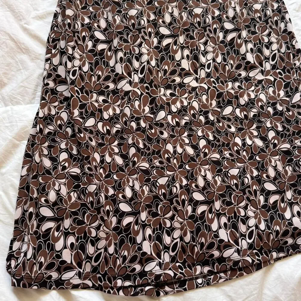 Vintage y2k floral abstract midi skirt brown black size medium mod whimsigoth‎